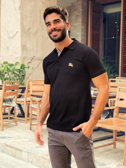 men's black burberry polo shirt