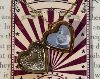 Clown cat heart necklace handmade
