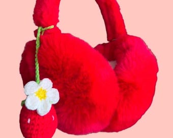 Red Cute Women\'s Fluffy Plush Warm Foldable Earmuffs new red womens plush earmuffs comfortable - Temu main image 2