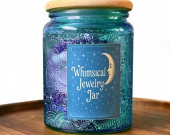 Custom jewelry jar , handmade , jewelry set , whimsical /fantasy / fairy/ sea themed, best gift
