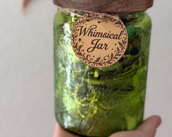 Green Fairy Butterfly Jewelry Jar – Green Glass Trinket Box with Lid, Gold Accents & Charms – Unique Gift for Sister, Birthday, Holiday