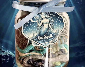 Mermaid Jewelry Jar, Sea Spell Mystery Jewelry Box, Ocean Inspired Gift, Coastal Trinket Jar, Handmade Mermaid Aesthetic Decor, Gift for Her