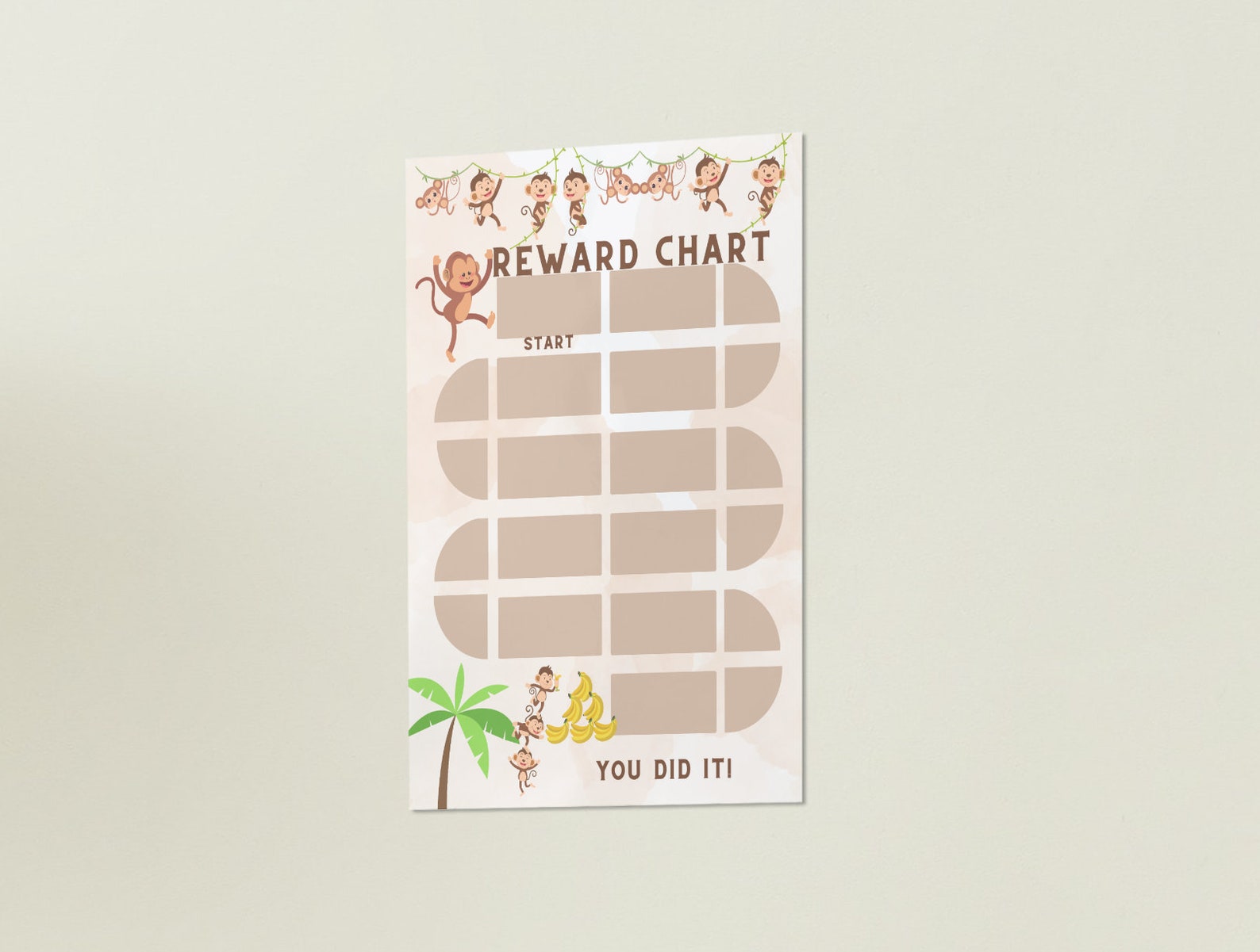 Monkey Reward Chart Kids Behavior Chart Printable Sticker Chart Toddler ...
