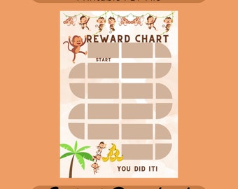 Tableau des récompenses du singe | Suivi du comportement des enfants (PDF imprimable)