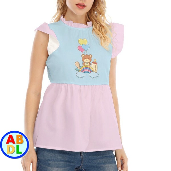 ABDL Rainbow Teddy Ruffle Top Adult Baby