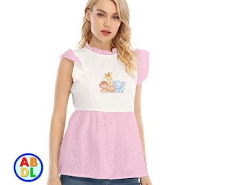 ABDL Polka Dot Baby Animals Ruffle Top