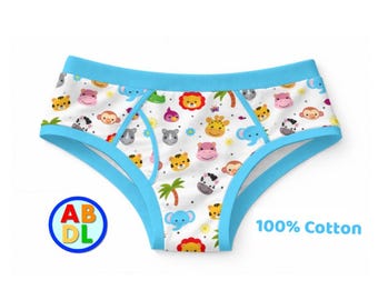 ABDL Jungle Pals Cotton Mens Briefs Adult Baby