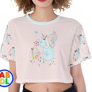 ABDL Tea Time Elephant T-shirt Crop Top Adult Baby