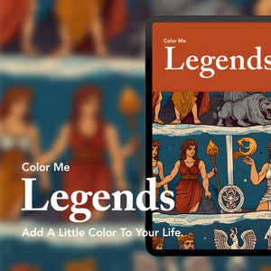 Color Me Legends, Coloring Book, Coloring Page, Printable Coloring, Coloring, Mythology, Gods, Goddess, Family Fun, Gift Idea, Kid&#39;s Gift