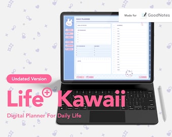 2025 Life+ Kawaii Digital Planner, GoodNotes & Notability PDF, Cute iPad Daily Weekly Monthly Journal, Hyperlinked, ADHD Friendly, Kawaii