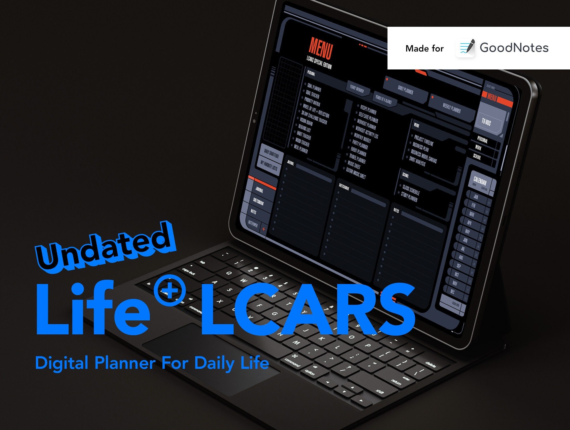 Life+ LCARS Undated Digital Planner, Goodnotes Planner, Daily Planner, iPad Planner, Digital Planner, Scifi, Star Trek, Digital Download