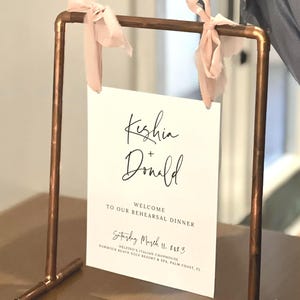Metal stand copper, gold, black, grey for wedding signage, rehearsal dinner, bachelorette, bridal, baby shower, tabletop, vendor signage