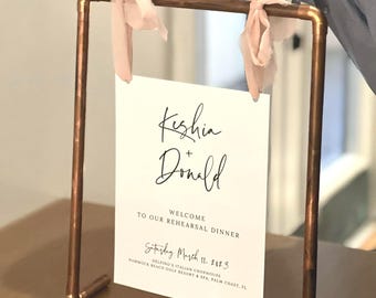 Metal stand copper, gold, black, grey for wedding signage, rehearsal dinner, bachelorette, bridal, baby shower, tabletop, vendor signage