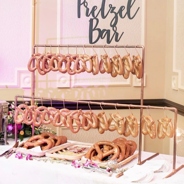 Pretzel Bar, Pretzel Stand, Donut Bar para evento, Negro o Cobre, Merienda nocturna, Favores, merienda a la hora del cóctel, recepción de boda