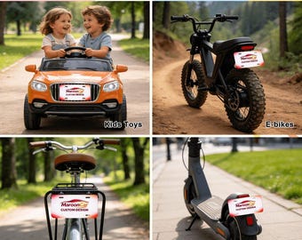 Custom Mini License Plate, Personalized Aluminum Plate, Kids Toy Car Tag, Bike Plate, Ride On Car Accessories, Name Plate Gift