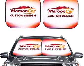 Personalized Foldable Front Windshield Sun Shade 2 PCS | Custom Car Sunshade Set | UV Protection Heat Blocker | Car Accessories