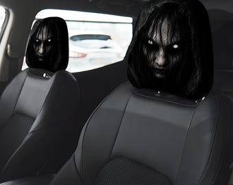 Juego de 2 fundas para reposacabezas de coche con diseño de fantasmas aterradores, fundas para asientos de coche de Halloween terroríficas, decoración interior de coche espeluznante, regalo accesorio para coche terrorífico
