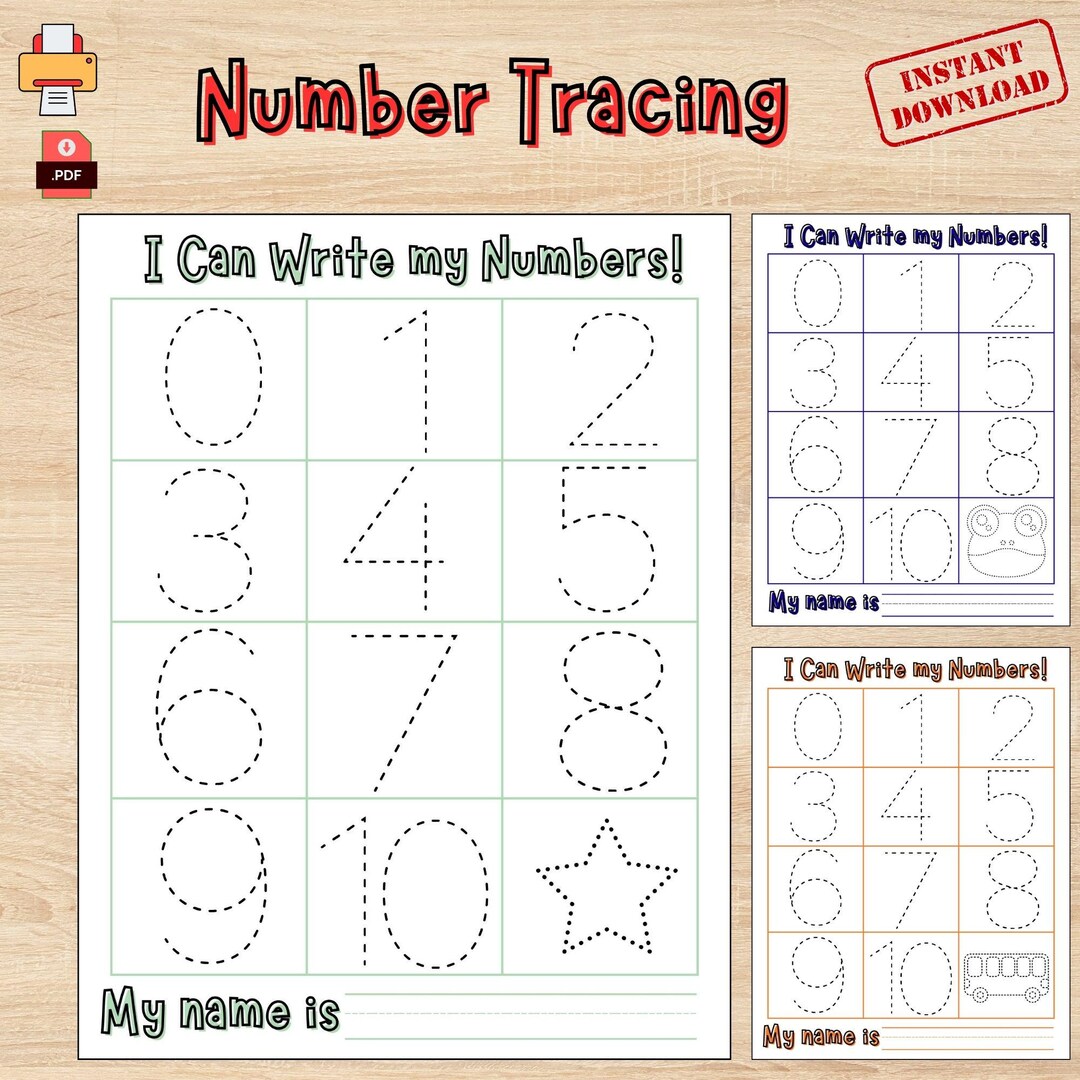 Number Tracing 0–10 Worksheets | Preschool Counting Printable | Toddler ...