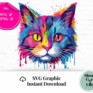 Graffiti Cat SVG Clipart PNG Cat Street Art Sublimation Stickers Cat T-Shirt Graffiti Cat Print Pink Orange Graffiti Art Instant Download