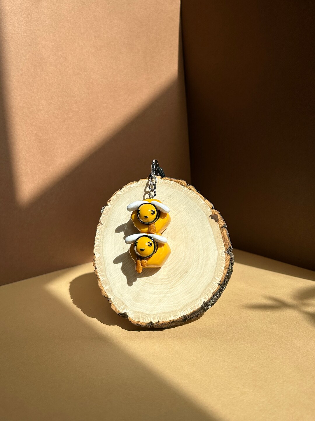 Honey Bee Keychain, Polymer Clay, Summer Keychain, Handmade Item Etsy