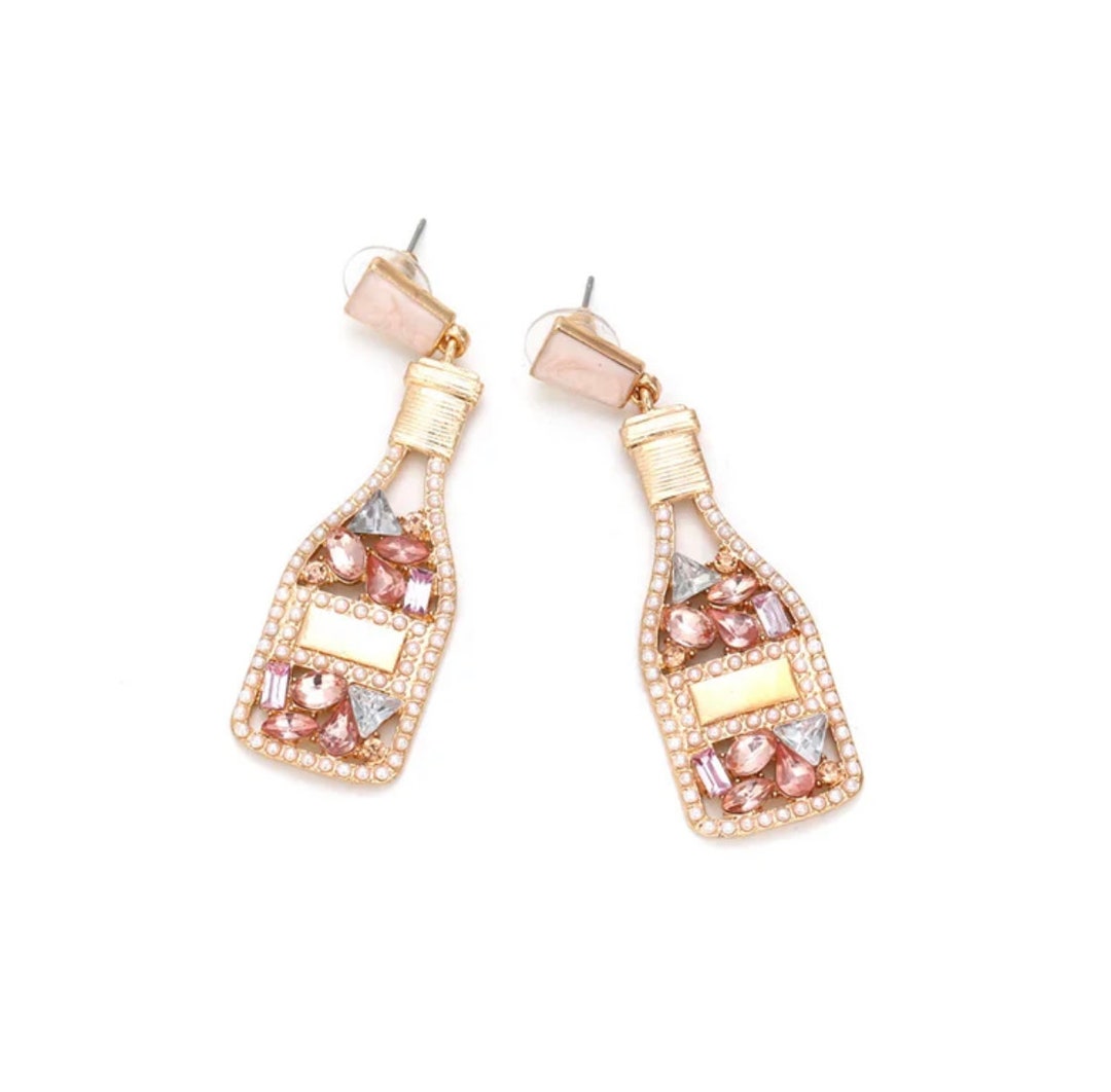 Rhinestones Wine Bottle Earrings for Women Etsy