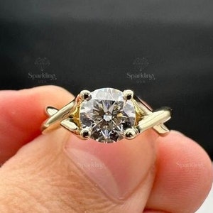 Petite Twist 14k Gold Moissanite Engagement Ring: Twisted Vine Promise Ring
