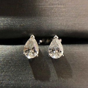 Screw Back Wedding Earrings, 13X9 mm Each Stone Pear Cut Moissanite Diamond  Stud Earrings, Screw back Wedding Earrings, Tear Drop Earrings