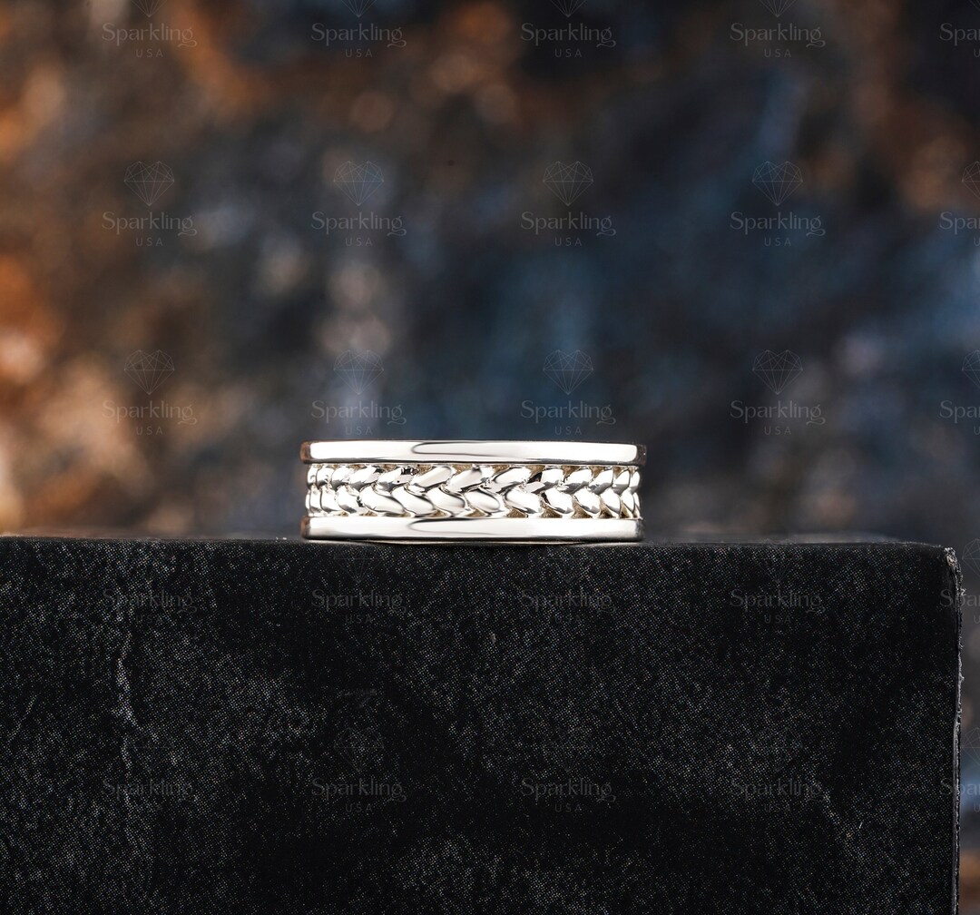 Fidget Ring, Anxiety Ring, Sterling Silver Ring, Twisted Wire Spinner ...