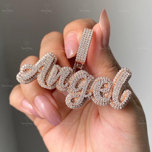 Colgante con nombre de diamante personalizado, colgante de moissanita con nombre de letra personalizado, regalo para ella/él, regalo del día de la madre, perfecto para regalo de Navidad.