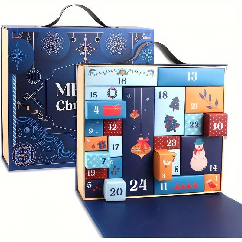 DIY Advent Calendar Countdown Box, Empty Christmas Gift Box, Blind Box Gift, Countdown Calendar Gift Box. Assemble the giftbox yourself.