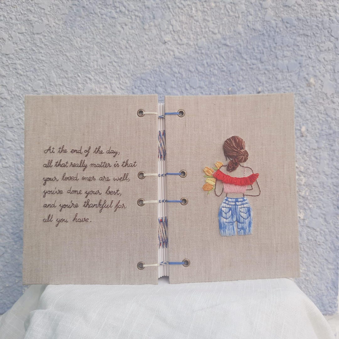 Handmade Embroidered Notebook: Custom Message Journal - Etsy
