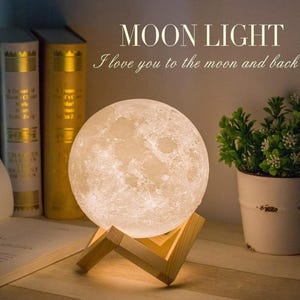 Personalized 3d Photo printed Lunar night Moon Lamp, Custom Photo Lunar Moon Lamp Night Light, Bedside lamp, Couples Gifts, valentines Gift