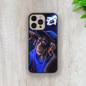 昇華耐衝撃高級クールモンキーケース iPhone 14 13 11 12 Pro Max Mini Plus 7 8 XR XS Plus ブラック電話カバー Samsungケース用