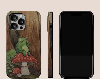 iPhone-hoesje kikker op paddenstoel, hoes Woodland Whimsy