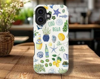 Italian Summer Phone Case, Watercolor Mediterranean Design