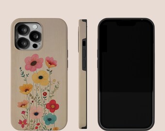 Funda floral para iPhone, funda para teléfono con flores coloridas