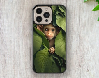 Kawaii Monkey iPhone & Samsung Phone Case, Funny Animal Art
