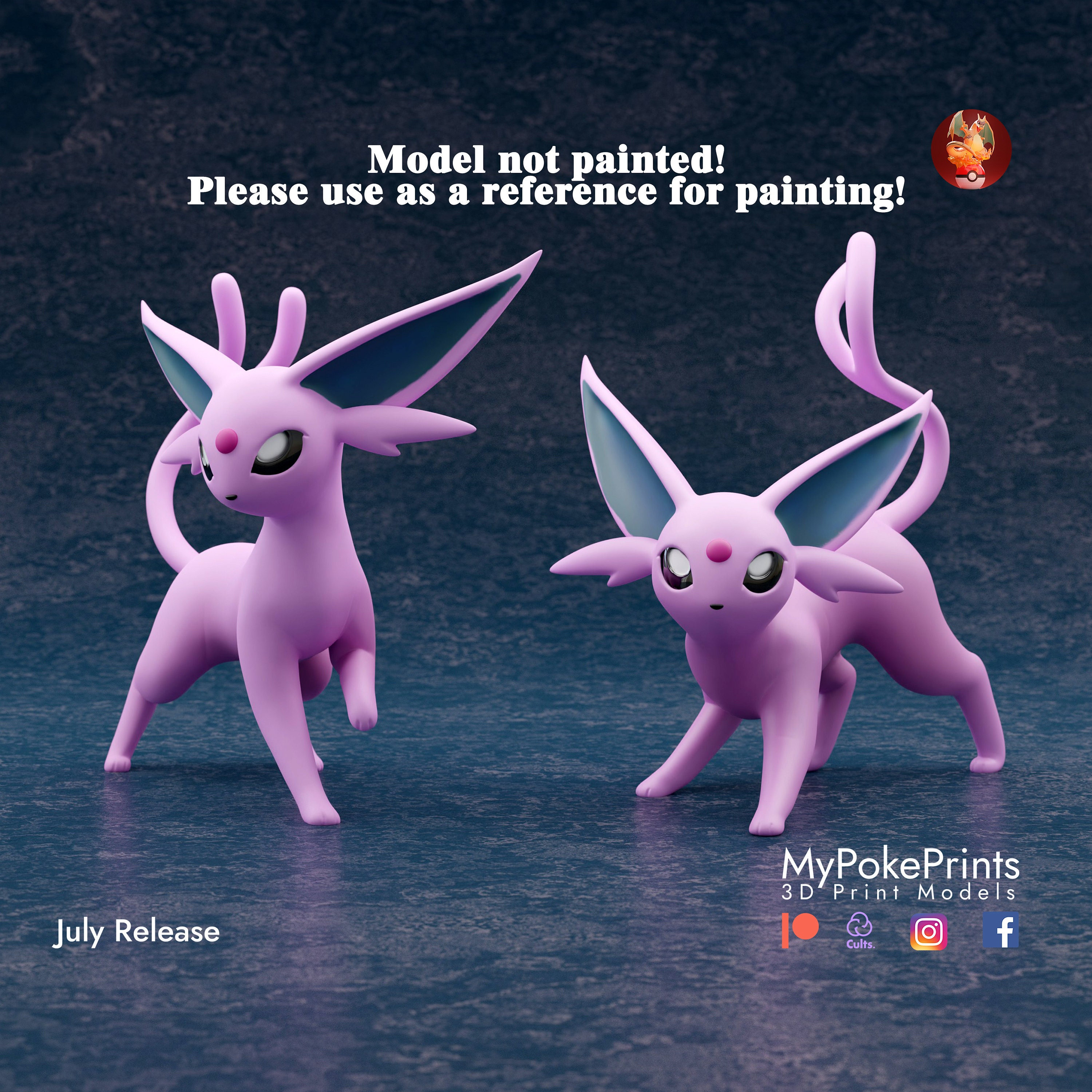 Espeon the Sun Pokémon - 3D Printed Unpainted Figure - Etsy