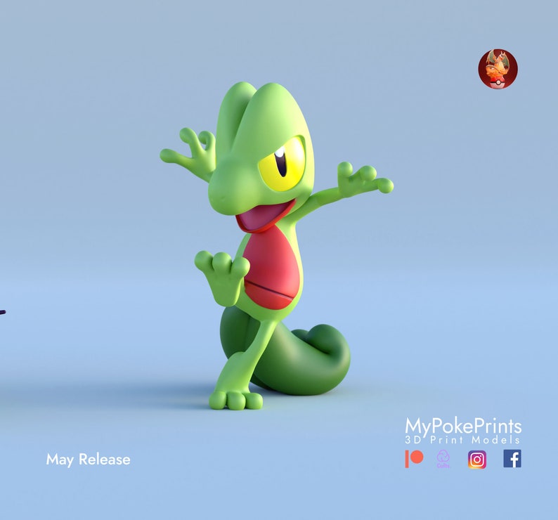 Treecko the Wood Gecko Pokémon - 3D Printed Unpainted Figure - Etsy