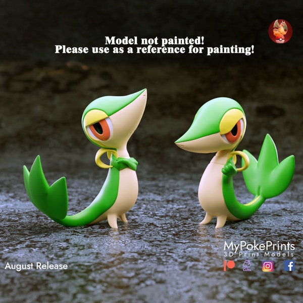 Snivy The Grass Snake Pokémon - 3D Printed Unpainted Figure