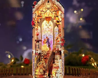Beauty and Beast Book Nook Kit: Wooden Diorama with LED Music Cover