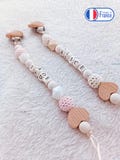 Personalized wooden pacifier clip for girls and boys product logo
