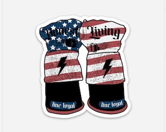 BIG GUY Americana Gloves are On Sticker | Lineman Sticker | UV/Weatherproof Vinyl | Hardhat Sticker | Water Bottle Sticker | Laptop Decal