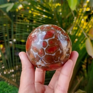 Amazing 6 CM Red King Cobra Jasper Sphere Well Polished Metaphysical Crystal Healing Energy