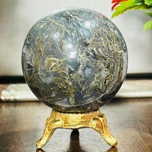 Stunning 76 MM Natural Moss agate druzy sphere, Inner druzy Attraction,high quality crystal, healing crystal, energy
