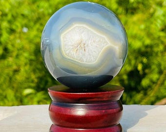 Stunning 65 MM Large Grey Carnelian  Druzy Agate Polished sphere for metaphysical crystal Healing| Home Decor| Gift to your loved one
