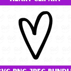 Pacote SVG, Coração desenhado à mão, Esboço, Doodle de coração SVG, Arquivo de corte Cricut, Clipart de coração, Coração PNG, download digital, Decoração de coração, Amor
