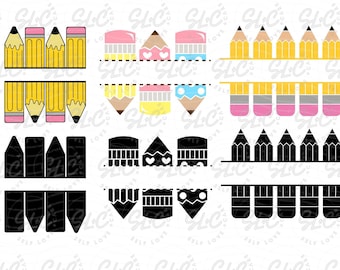 Pencil SVG, Pencil Name Frame Svg, Pencil Monogram Svg, School Svg, Teacher Svg, Pencil Clipart, Pencil Cut Files, School Supply Svg