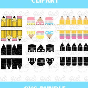 Lápis SVG, Moldura de Nome de Lápis Svg, Monograma de Lápis Svg, Escola Svg, Professor Svg, Clipart de Lápis, Arquivos de Corte de Lápis, Material Escolar Svg