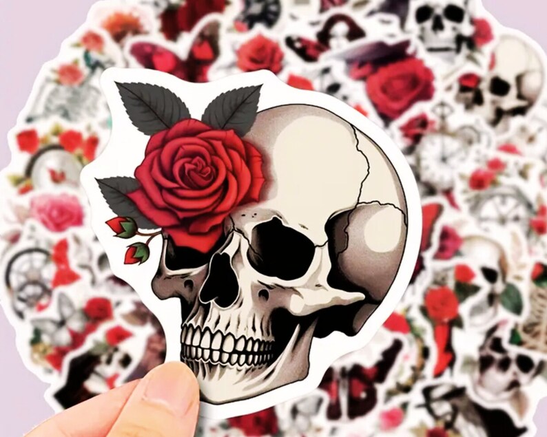 Handmade Mystery Goth Aesthetic Sticker Pack Retro Rose Skull Witch ...